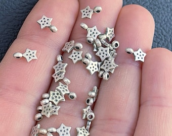 Silver Plated Mini Star Charms 20 Pcs Tiny Star Pendants for Jewelry Making Dainty Celestial DIY Craft Supplies, 447B