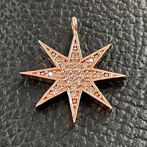1   Star Rhinestone  pendant charm Cz Rose Gold plated micro paved Turkish Jewelry supply mdla0947E