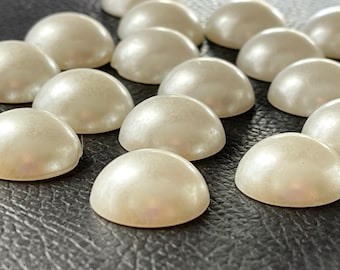 Beige Pearl Cabochons, 18mm Round Flatback Faux Plastic 10PCS Domes Craft Supply, mdla1436