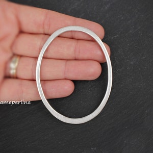 1  Large Oval Hoop Pendant Matte Silver plated Loop closed circle connector Turkish jewelry supply  mdla1090B