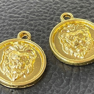 2  Lion Pendant Gold Plated Turkish Jewelry supply mdla1030A