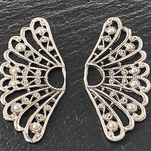 2  Fan Pendants  Silver plated chandelier filigree multistrand end bars Turkish Jewelry supply mdla0439B
