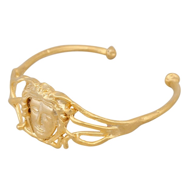 Medusa Cuff Bracelet Matte Gold plated Roman Greek adjustable hand made jewelry BLZ73A