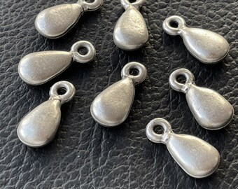 Teardrop Charms Silver Plated Drops, 8pcs Jewelry Making DIY Craft Supplies, 659B