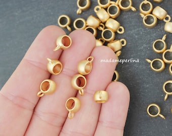 10  Bail Beads 24K Matte Gold plated connectors Charm pendant links fit for 5mm  Turkish jewelry supply mdla0175A