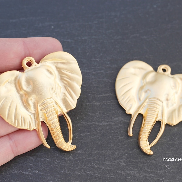 1  Elephant Pendant 24K Matte Gold plated Turkish Jewelry supply mdla0678A