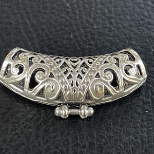 1  Pendant Bail  Silver plated filigree connector link for cord Turkish jewelry supply  mdla0487B