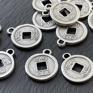 1  Chinese Coin  Protection Good Fortune Lucky double side Silver plated Turkish Jewelry supply  mdla1485B