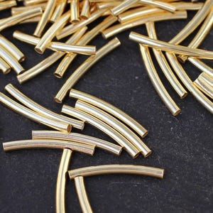20  Tube Beads Gold plated Curved spacers  20mm Turkish jewelry supply mdla0182B