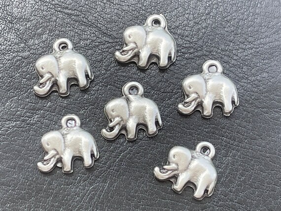 6 Silver Elephant Charm Elephant Silver Charms Small 