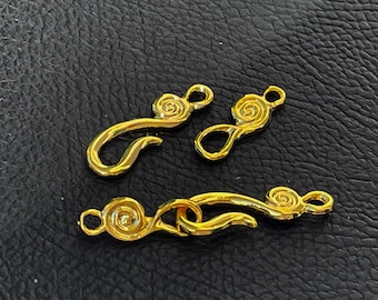 Fermoirs agrafes plaqués or pour la fabrication de bijoux, jeu de 2 fermoirs tourbillonnants, fermeture à attache élégante, mdla1022C