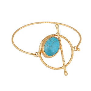 Turquoise Bracelet Gold plated Circle Bar hand made bezel Turkish hand made jewelry BLZ103