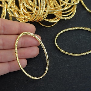 1   Oval Hoop Pendant Gold plated Large Loop circle closed ring 58mm connector Turkish jewelry supply mdla0205D