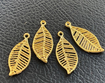 Colgantes de filigrana de hojas chapados en oro mate, 4 piezas, suministros para joyería DIY, 455A