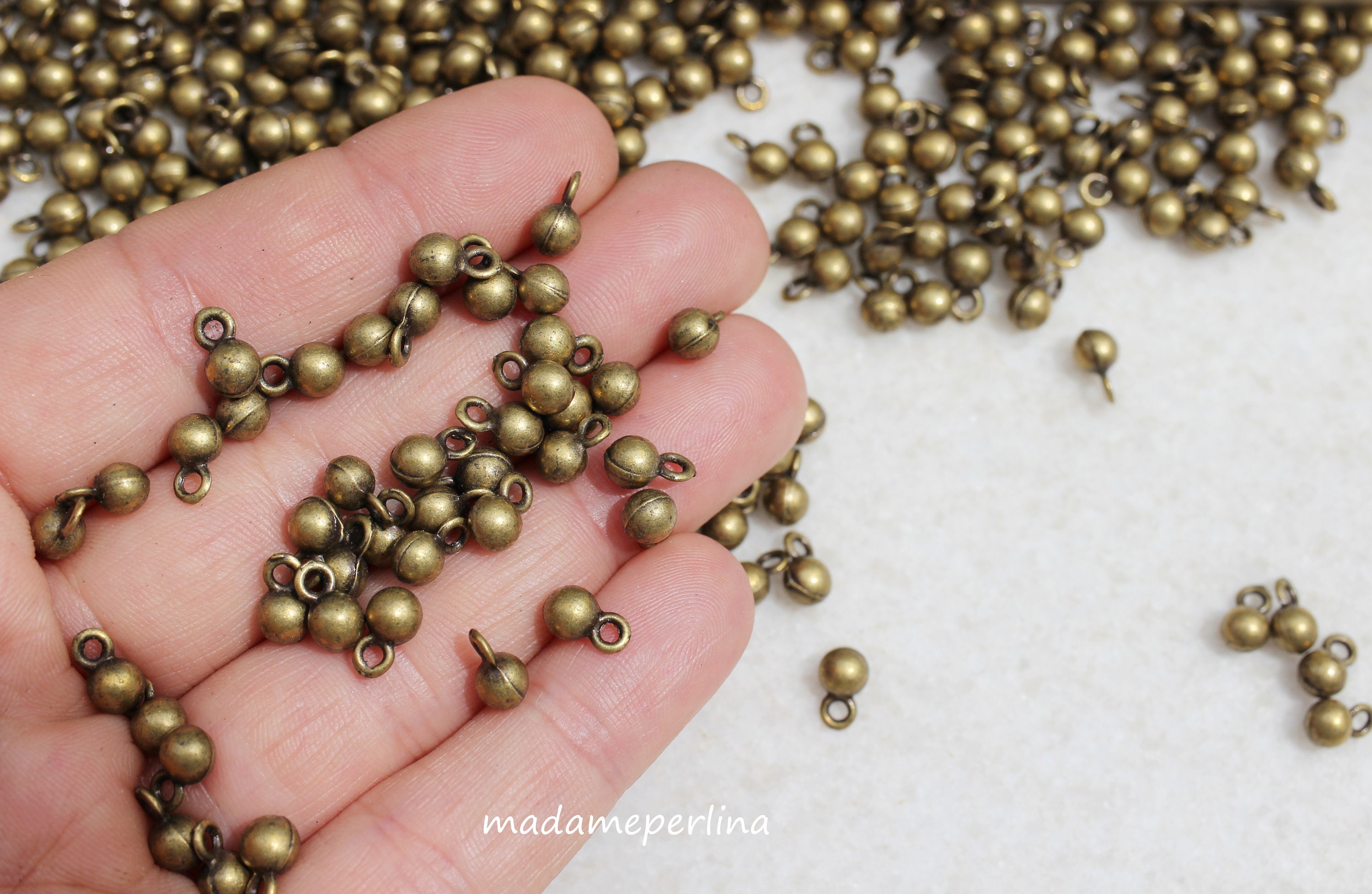 Round Gold Ball Drop Charms Jewelry Making Supplies Findings Metal