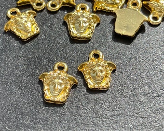 2  Medusa Goddess Charms 24k Gold plated Turkish jewelry supply mdla0565D