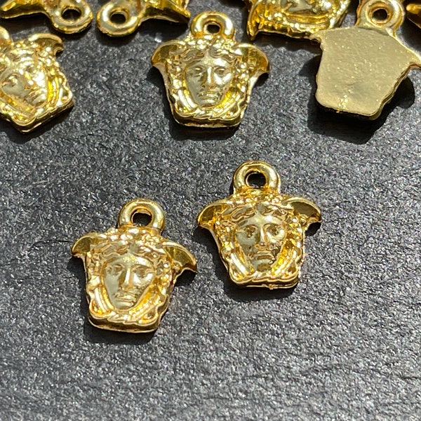 2  Medusa Goddess Charms 24k Gold plated Turkish jewelry supply mdla0565D