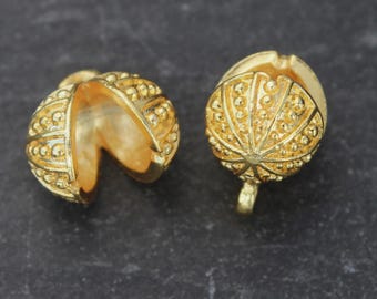 Cierre de concha con cubierta de nudo grande chapado en oro, 2 piezas, accesorios de joyería, mdla1502A