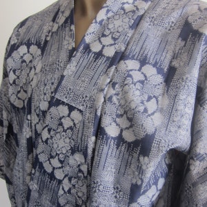 Vintage Japanese  Silk Kimono -  Blue haze with red silk lining
