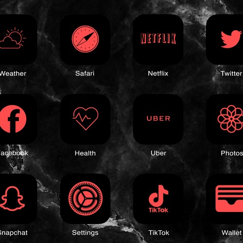 Iphone Home Screen Ios 14 System Icons Pack Download Black Etsy