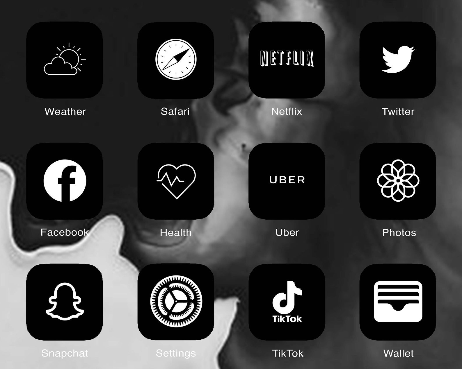 IPhone Home Screen Ios 14 System Icons Pack Download Black Etsy