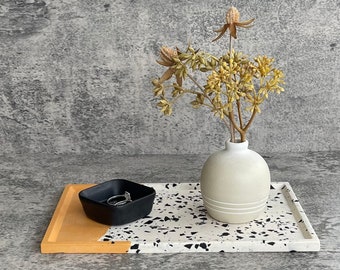 Flat Rectangle Tray | Terrazzo Tray | Abstract Décor | Rolling Tray | Jesmonite Tray | Bathroom Tray | Desk Tray