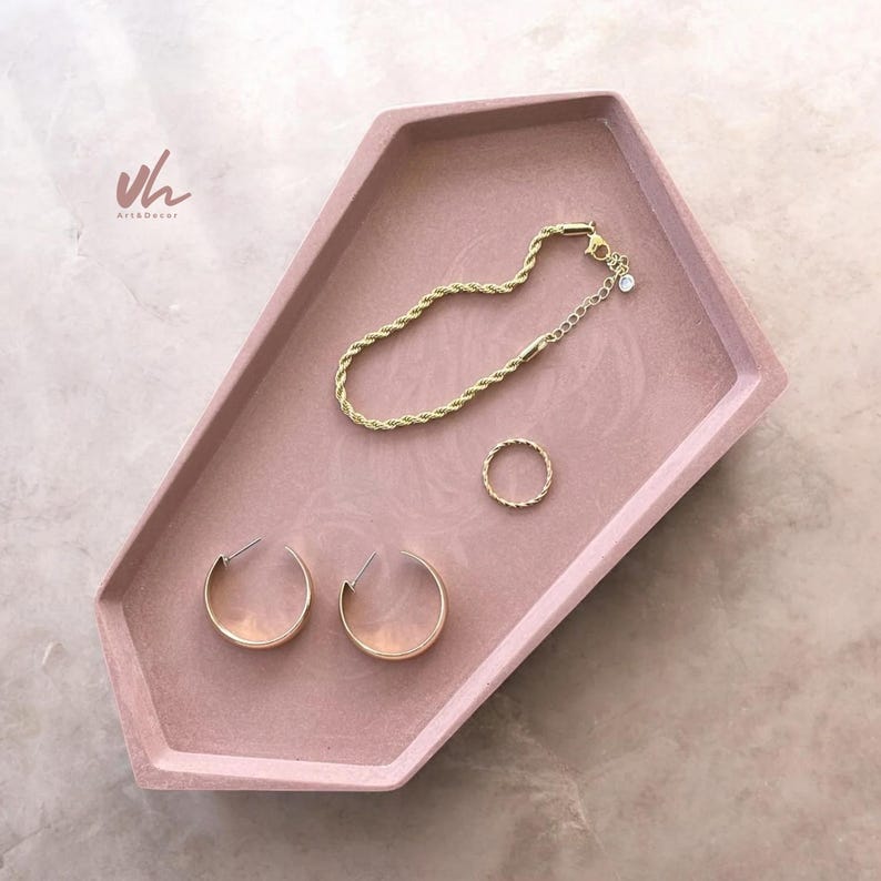 Small Accent Tray | Jesmonite Tray | Handmade Decor | Jewelry Tray | Decorative Tray | Bathroom Tray image 1