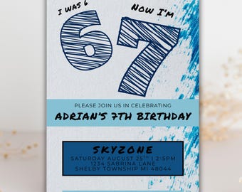 6 7 Birthday Invitation Template | Editable Canva Kids Birthday Invite | Digital Download