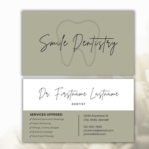 Business Card Template | Dentist Business Card | Orthodontist Business Card | Dental Hygienist Template