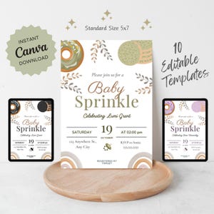 Invitación de Baby Sprinkle / Invitación de Baby Sprinkle de fácil edición / Descarga instantánea autoeditable / Invitación de fiesta personalizable / Diseño Shimmer / 5x7