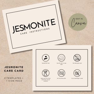 Jesmonite Care Card Template | Editable Canva Design (Digital Download)