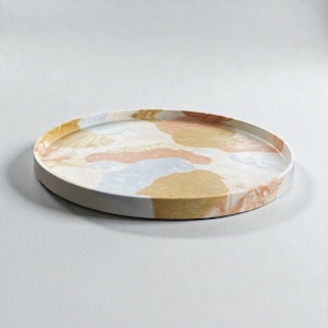 Handmade Jesmonite Circle Tray | Decorative Centerpiece, Entryway Decor