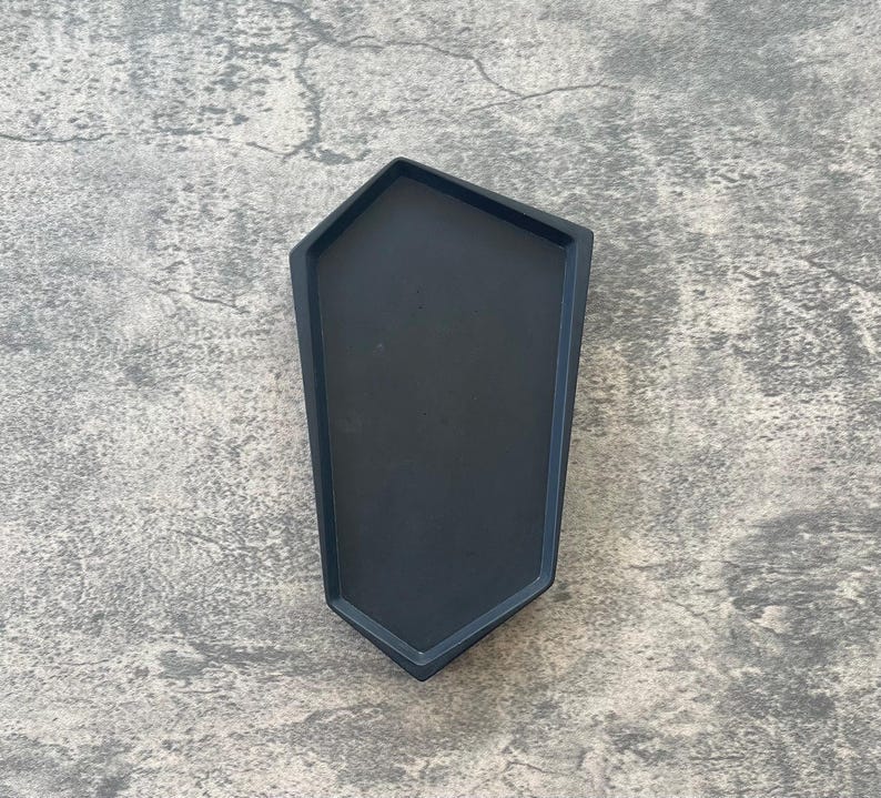 Small Accent Tray | Jesmonite Tray | Handmade Decor | Jewelry Tray | Decorative Tray | Bathroom Tray Black