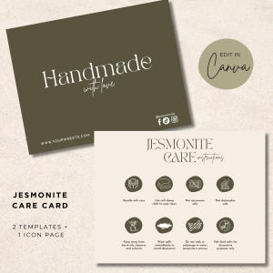 Jesmonite Care Card Template | Canva Editable, Boho Style (Digital Download)