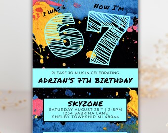 6 7 Birthday Invitation Template | Editable Canva Kids Birthday Invite | Digital Download