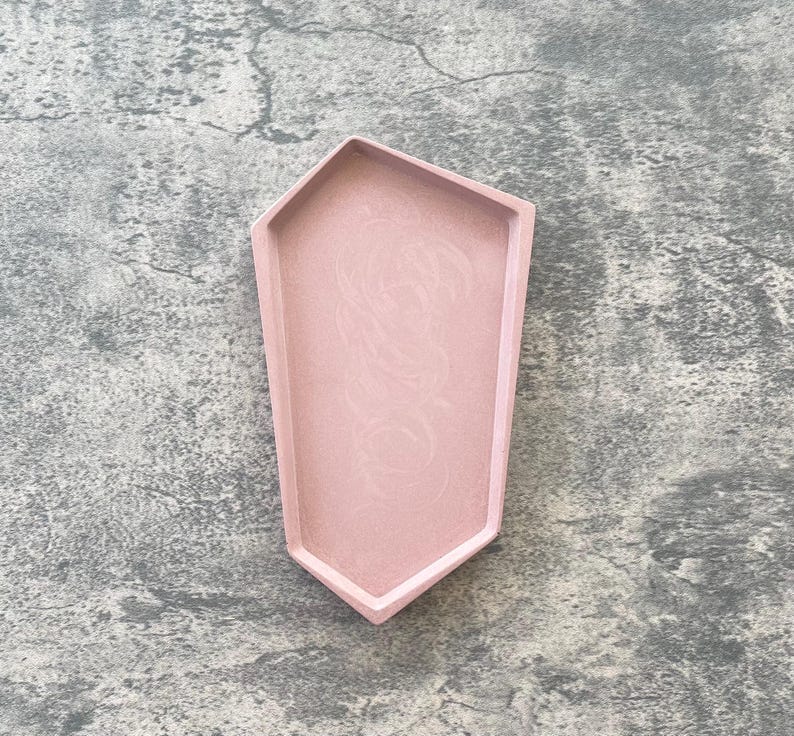 Small Accent Tray | Jesmonite Tray | Handmade Decor | Jewelry Tray | Decorative Tray | Bathroom Tray Berry/Pink