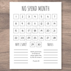 No Spend Month Tracker/ No Spending Printable/ No Spending Challenge ...
