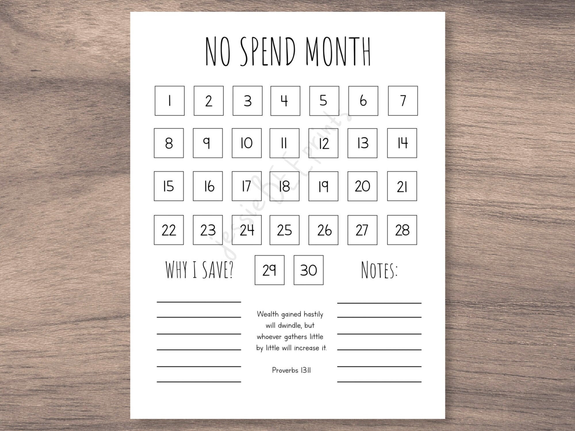 No Spend Month Tracker/ No Spending Printable/ No Spending Etsy España