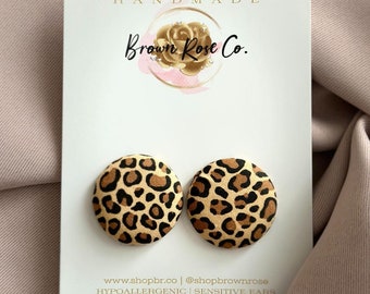 FABRIC BUTTON EARRINGS | handmade | Hypoallergenic | post | Stud Earrings