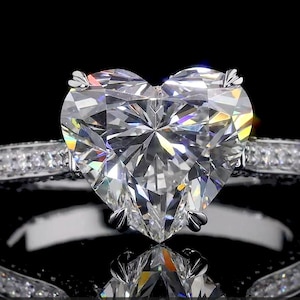 4.00ct Heart Shape E VS1 IGI Lab Grown Diamond Engagement ring, Hidden Halo Diamond Anniversary Gift, Ring For Her
