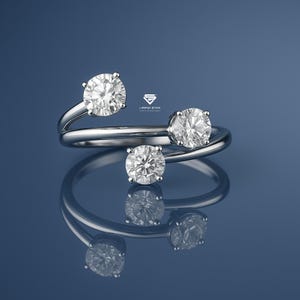 Lab Grown Diamond 3-Stone Ring: 0.90ctw, Sterling Silver or Gold