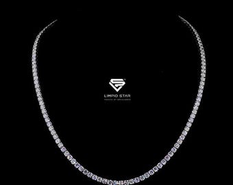 Collar de diamantes de tenis cultivados en laboratorio EF VVS de 20 quilates, regalo de aniversario, regalo para ella