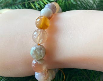 Bracciale Sakura - Braccialetto di perline in agata di ciliegio naturale da 11 mm