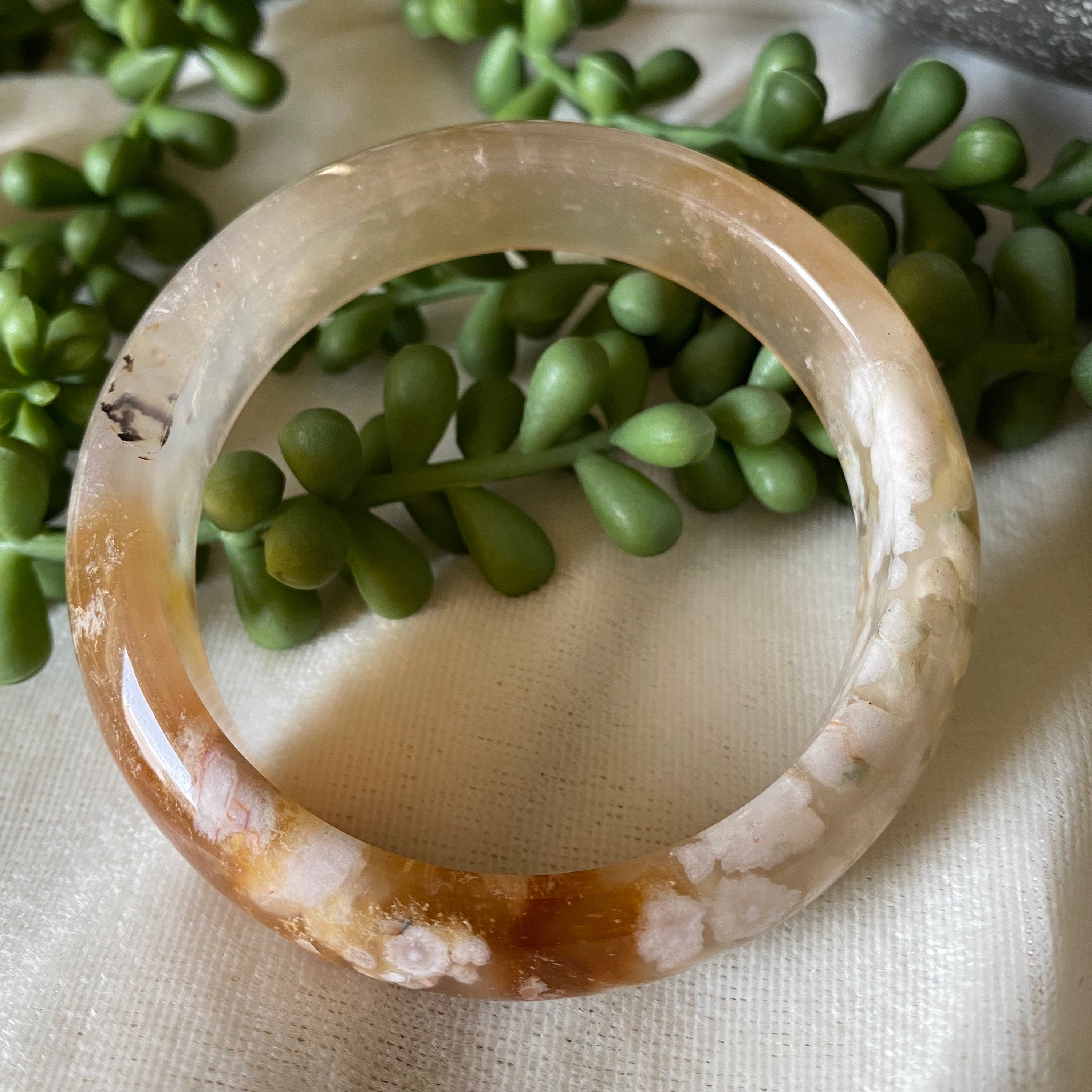 大変キレイな　桜メノウバングル　56mm 桜バングル - 56 mm 桜瑪瑙バングル - Etsy 日本