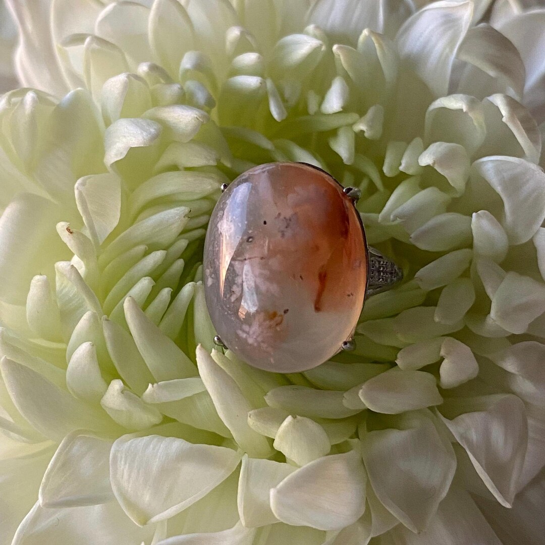 Sakura Ring - All Natural Cherry Blossom Agate Ring, Adjustable - Etsy