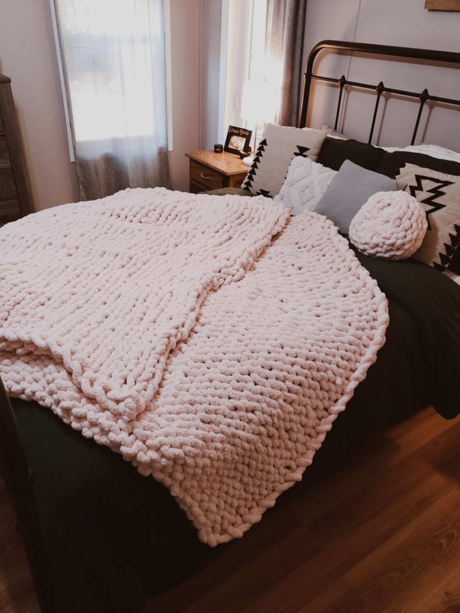 Handmade Chunky Knit Blanket w/ Matching Pillow Etsy