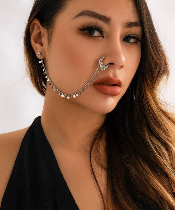 Nose to Ear Chain septum to Ear Chain Nose Chain Nostril septum