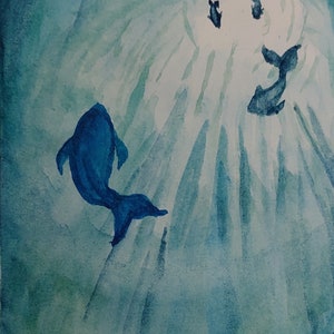 The Deep - pittura ad acquerello unica e originale.