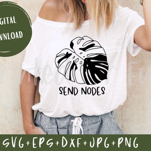 Enviar nodos Svg, Monstera Leaf, clipart de plantas de interior vectoriales, jardinería suculenta svg, planta divertida svg, planta mamá, archivo cortado, Cricut, silueta