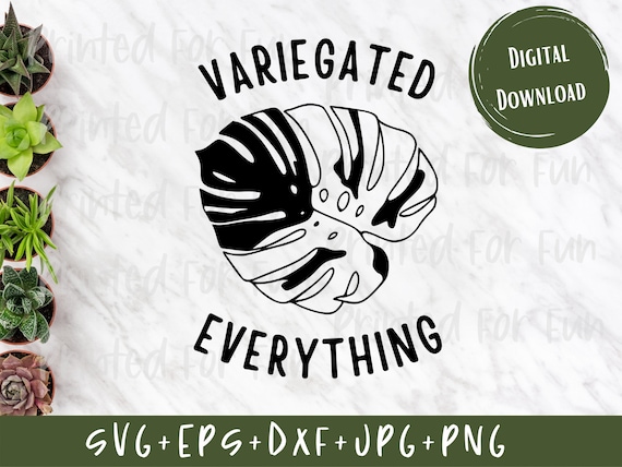 Variegated Everything Svg, Monstera Leaf, Houseplant Clipart, Plant Png, Plants Clipart, Cricut Cut File, Gardening File, Digital Download